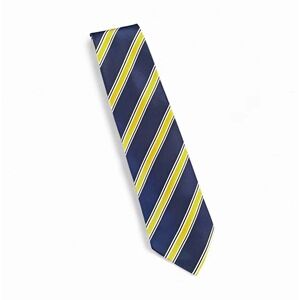 Vtg 80s 90s Italian Pura Seta Silk Tie Navy Blue Gold Striped Power Necktie Ital